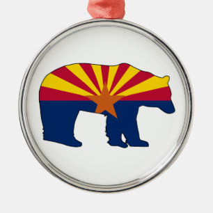 Ornement En Métal Drapeau de l'Arizona sur un Ours