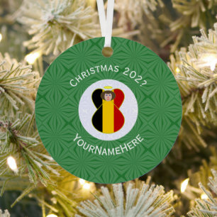 Ornement En Métal Drapeau de Noël ange belge personnalisé