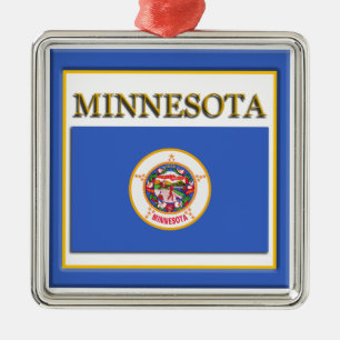 Ornement En Métal Drapeau de Noël du Minnesota