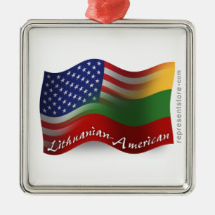 Ornement En Métal Drapeau de ondulation Lithuanien-Américain