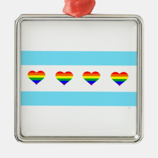 Ornement En Métal Drapeau des Rainbow Hearts de Chicago