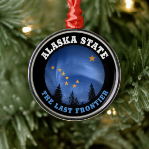 ORNEMENT EN MÉTAL DRAPEAU D'ÉTAT D'ALASKA