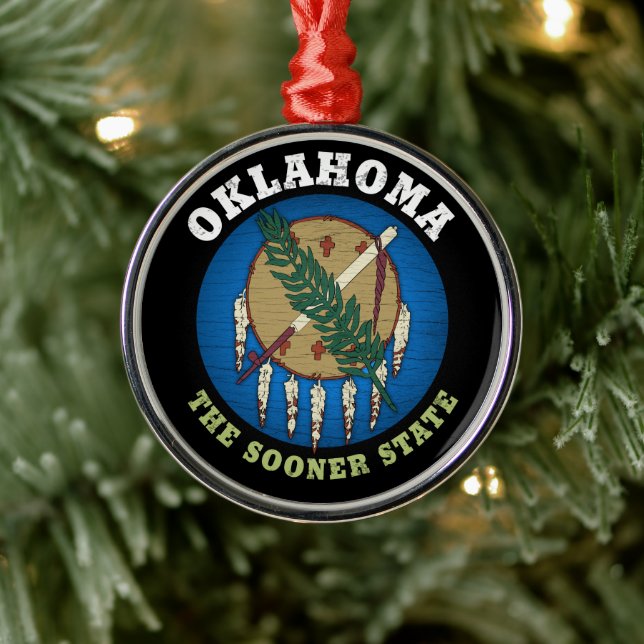 ORNEMENT EN MÉTAL DRAPEAU D'ÉTAT D'OKLAHOMA (Arbre)