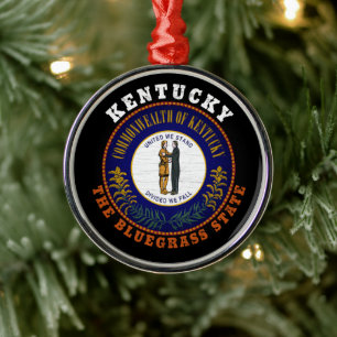 ORNEMENT EN MÉTAL DRAPEAU D'ÉTAT KENTUCKY BLUEGRASS
