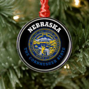 ORNEMENT EN MÉTAL DRAPEAU D'ÉTAT NEBRASKA CORNHUSKER