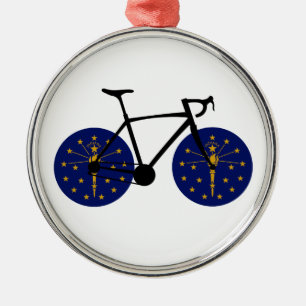 Ornement En Métal Drapeau Indiana à vélo