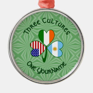 Ornement En Métal Drapeau irlandais américain argentin trèfle person
