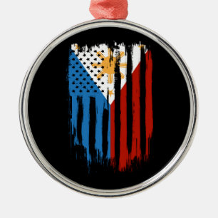 Ornement En Métal Drapeau mi-américain mi-philippin Philippines