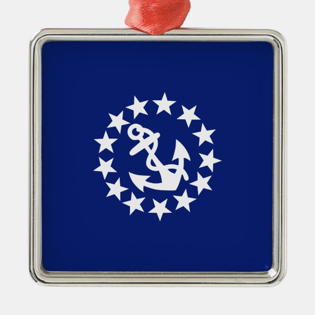 Ornement En Métal Drapeau Nautique Américain Ancre Étoiles Bleu (Devant)