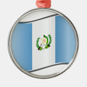 Ornement En Métal Drapeau ondulé du Guatemala