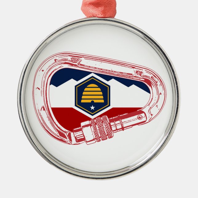 Ornement En Métal Drapeau Utah Escalade carabiner (Devant)