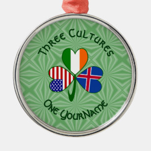 Ornement En Métal Drapeaux Américains Islandais Irlandais Trèfle Vot