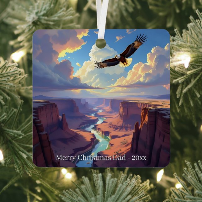 Ornement En Métal Eagle Themed Personalized Christmas (Insitu)