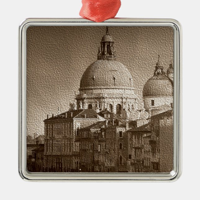 Ornement En Métal Effet Papier Sepia Venise Grand Canal (Devant)