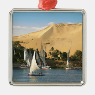 Ornement En Métal Égypte, Assouan, Nil, voiliers Felucca, 2