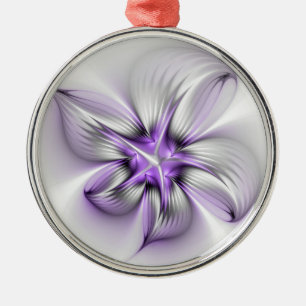 Ornement En Métal Élégance florale Art fractal violet abstrait moder