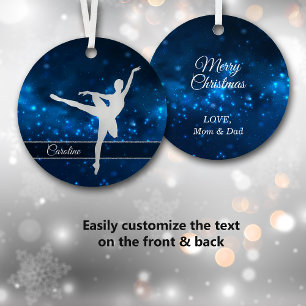 Ornement En Métal Élégant Bleu Lumières Danseur Argent