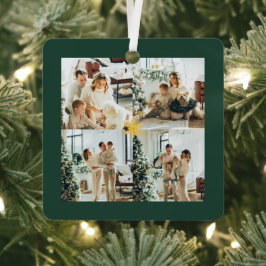 Ornement En Métal Elegant green & Gold Merry Christmas Photos - 