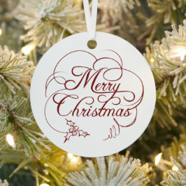 Ornement En Métal Elegant Holly Joyeux Noël