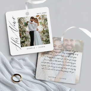 Ornement En Métal Élégant minimal Mariage Ses Vows Couples Photos