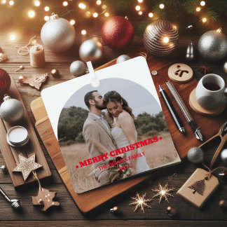Ornement En Métal Élégant minimal moderne | Christmas Couple Photo