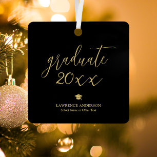 Ornement En Métal Élégant noir et d'or Graduate Photo