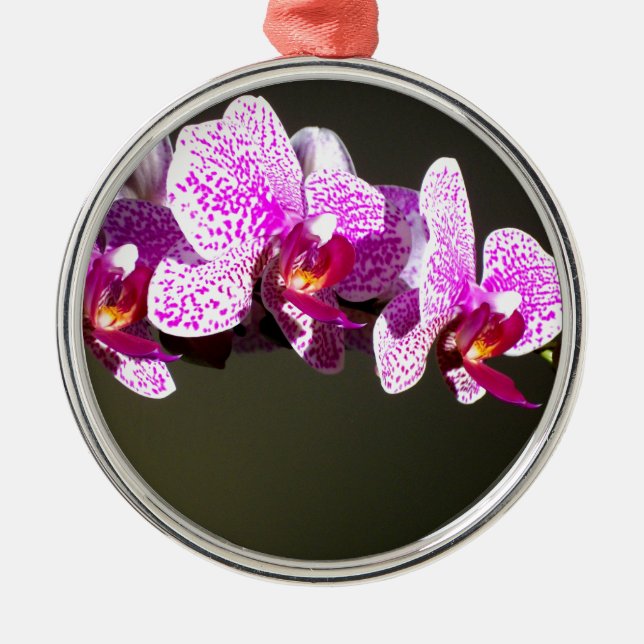Ornement En Métal Élégante orchidée rose fleurie tropicale (Devant)