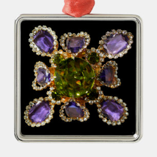 Ornement En Métal Élégants diamants pierres précieuses violettes ver