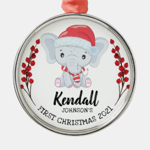 Ornement En Métal Eléphant mignon hiver vacances bébé 1er Noël