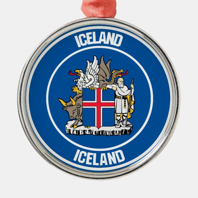 Ornement En Métal Emblème rond d'Islande (Devant)