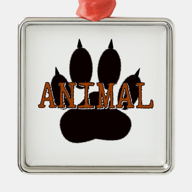 Ornement En Métal Empreinte de patte d'animal noir (Devant)