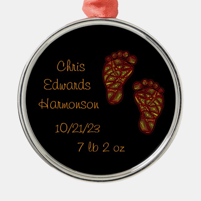 Ornement En Métal Empreintes bébé (Devant)