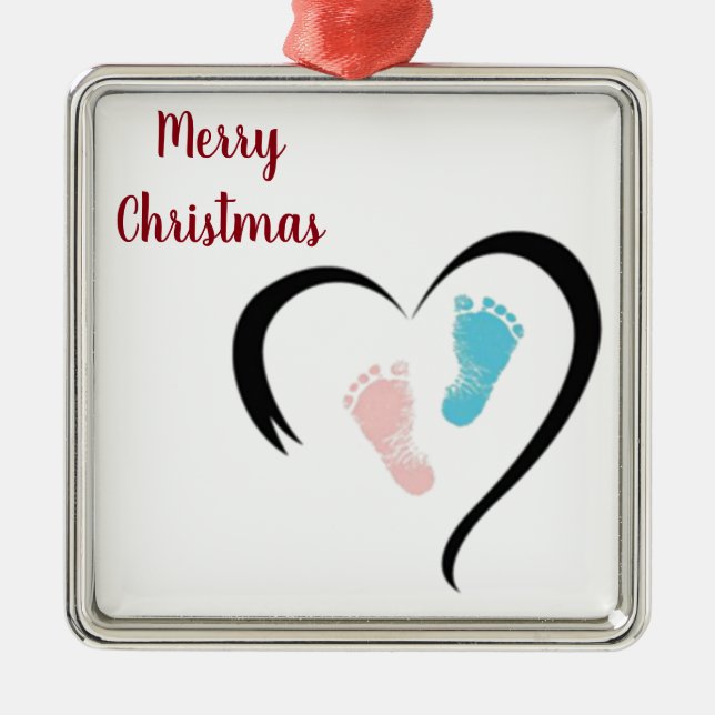 ORNEMENT EN MÉTAL ***EMPREINTES DE BÉBÉ*** ORNAMENT DE NOËL (Devant)