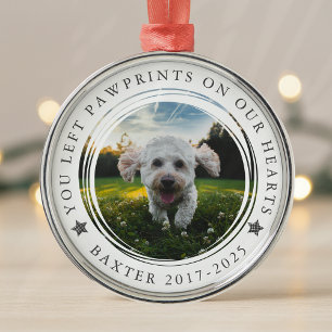 Ornement En Métal Empreintes photo Pet Memorial sur nos coeurs
