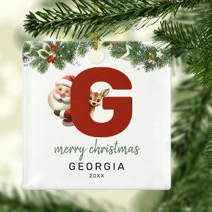 Ornement En Métal Enfants lettre G monogramme arbre de Noël 