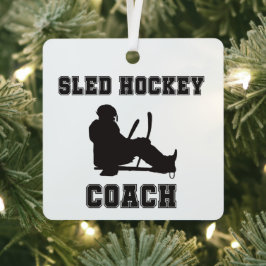 Ornement En Métal Entraîneur de hockey sur luge Noël