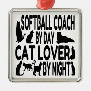 Ornement En Métal Entraîneur de softball Amoureux des chats
