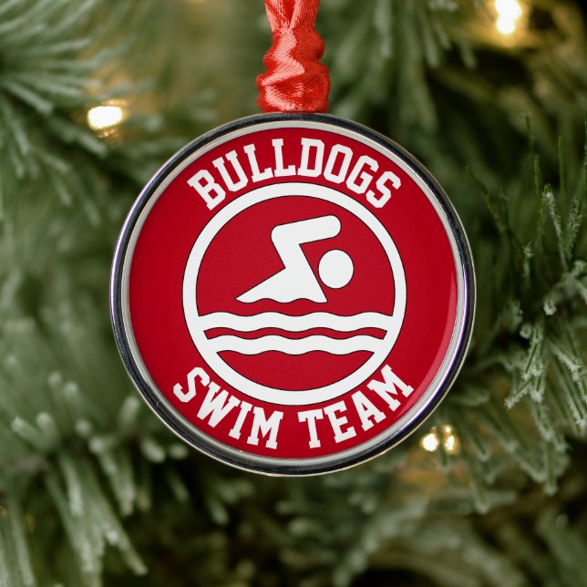 Ornement En Métal Équipe de natation Nom nager Plongée Noël (Arbre)