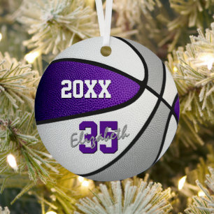 Ornement En Métal équipe de sports gris violet couleurs basketball