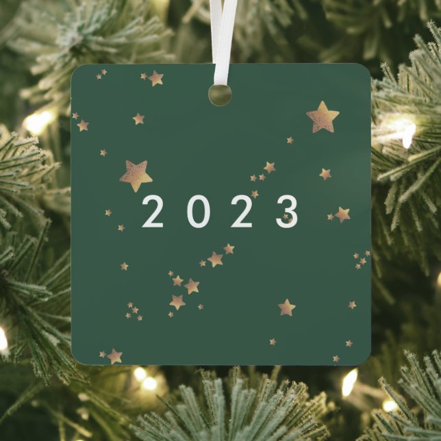 Ornement En Métal Étoile moderne vert Noël blanc Joyeux classique (Insitu)