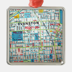 Ornement En Métal EVANSTON, carte de cru de l'IL