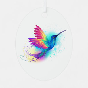 Ornement En Métal Exotic Rainbow Hummingbird