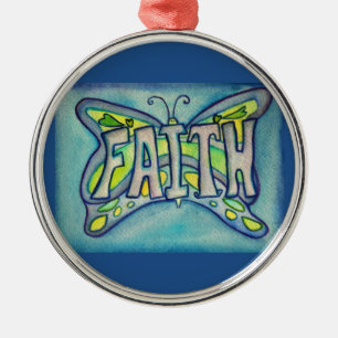 Ornement En Métal Faith Papillon Word Cadeau de Noël