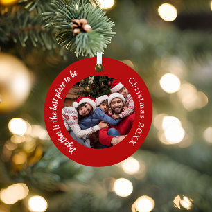 Ornement En Métal Famille de photos rouges citant Noël