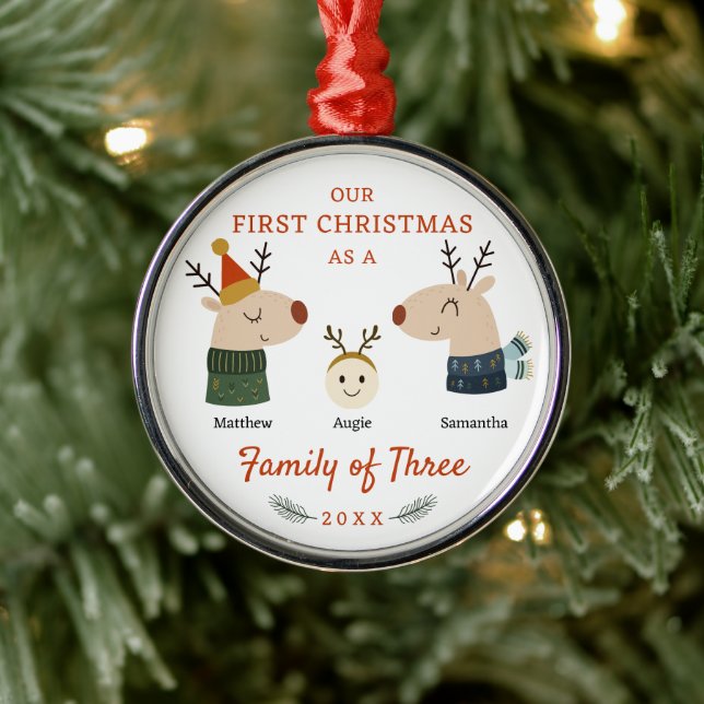 Ornement En Métal Famille des trois premiers Noël (Arbre)