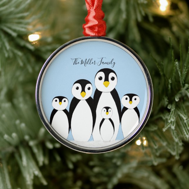 Ornement En Métal Famille Pingouin mignonne (Arbre)