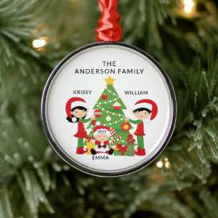 Ornement En Métal Famille sucrée de 3 Noël personnalisé
