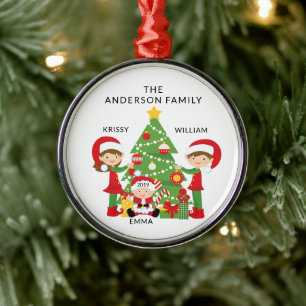 Ornement En Métal Famille sucrée de 3 Noël personnalisé