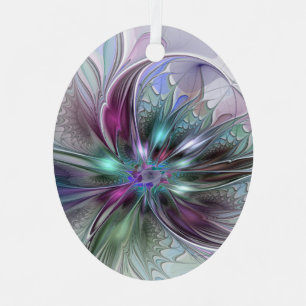Ornement En Métal Fantaisie Abstraite Moderne Fleur Fractale Colorée
