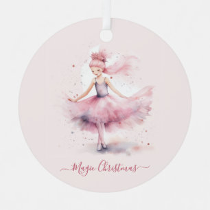 Ornement En Métal Fée de prune rose de Noël